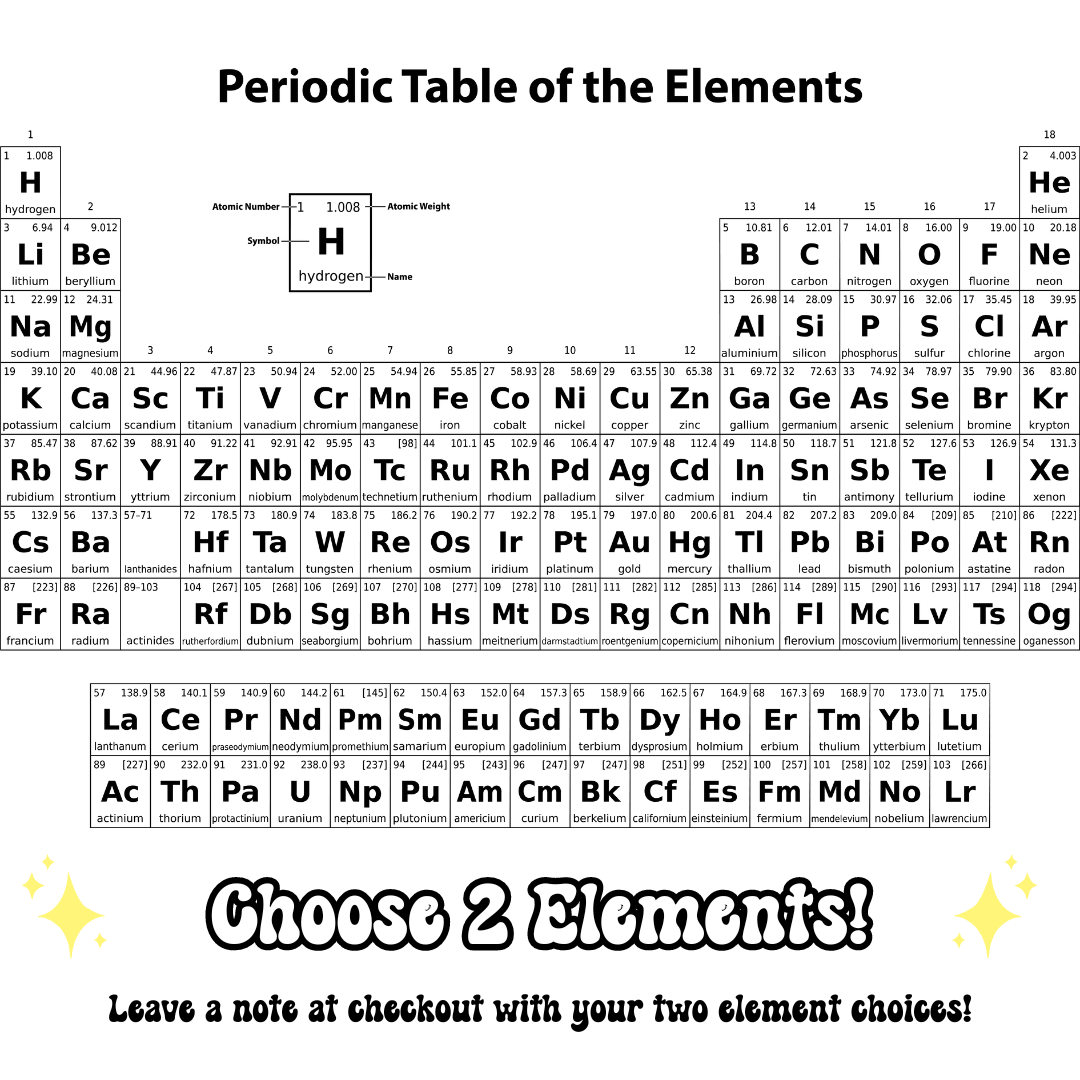 Custom Element Acrylic Earrings, Keychains, Necklaces