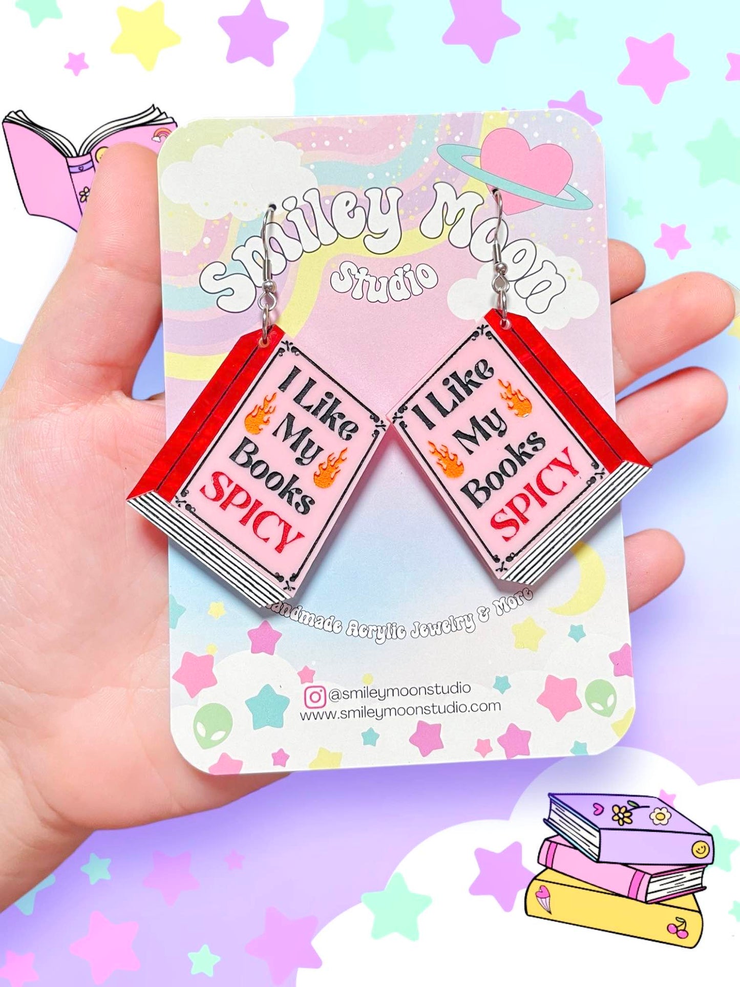 Spicy Book Reader, Bookish Acrylic Earrings