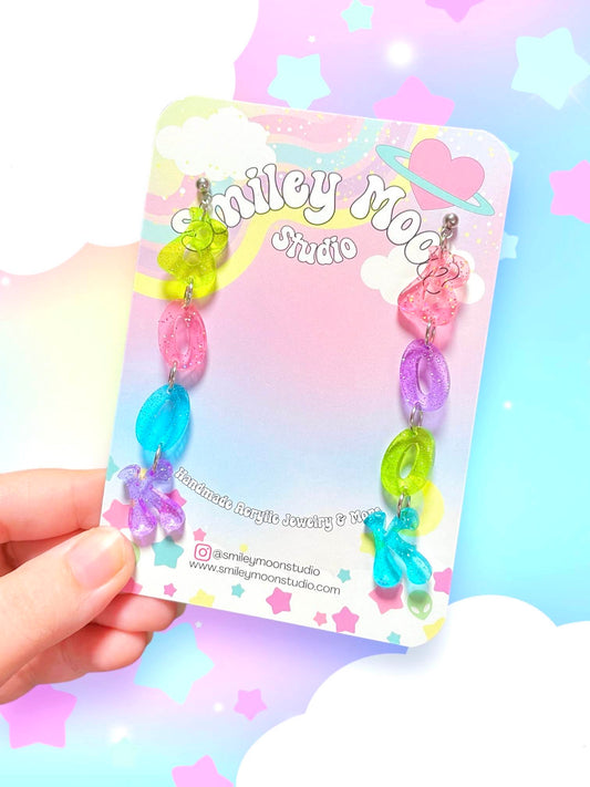 Book Dangles (glitter jelly), Acrylic Earrings