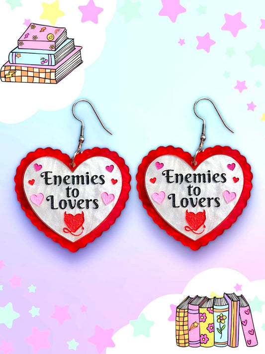 Enemies to Lovers, Bookish Heart Earrings