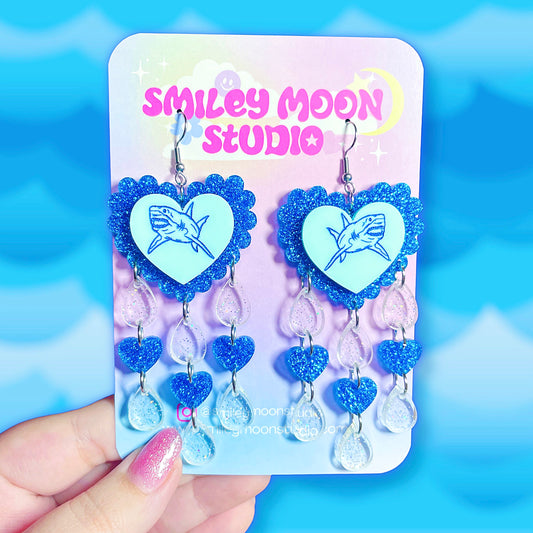 Megalodon Love, Shark Acrylic Earrings