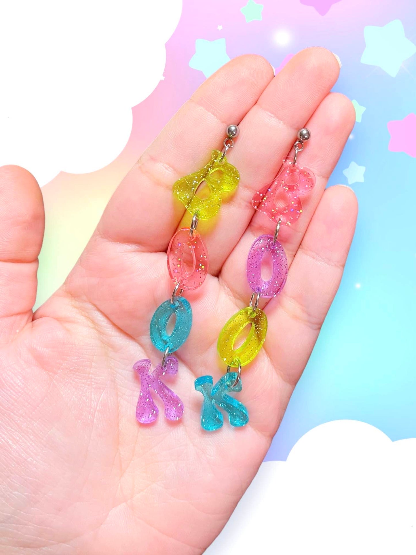 Book Dangles (glitter jelly), Acrylic Earrings