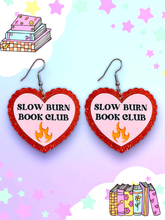 Slow Burn Book Club, Bookish Heart Earrings