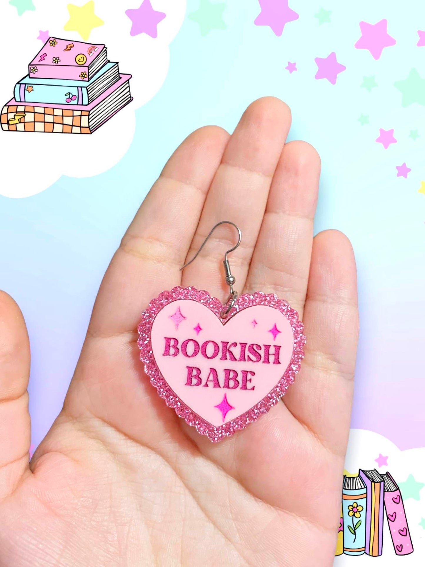 Bookish Babe, Bookish Heart Earrings