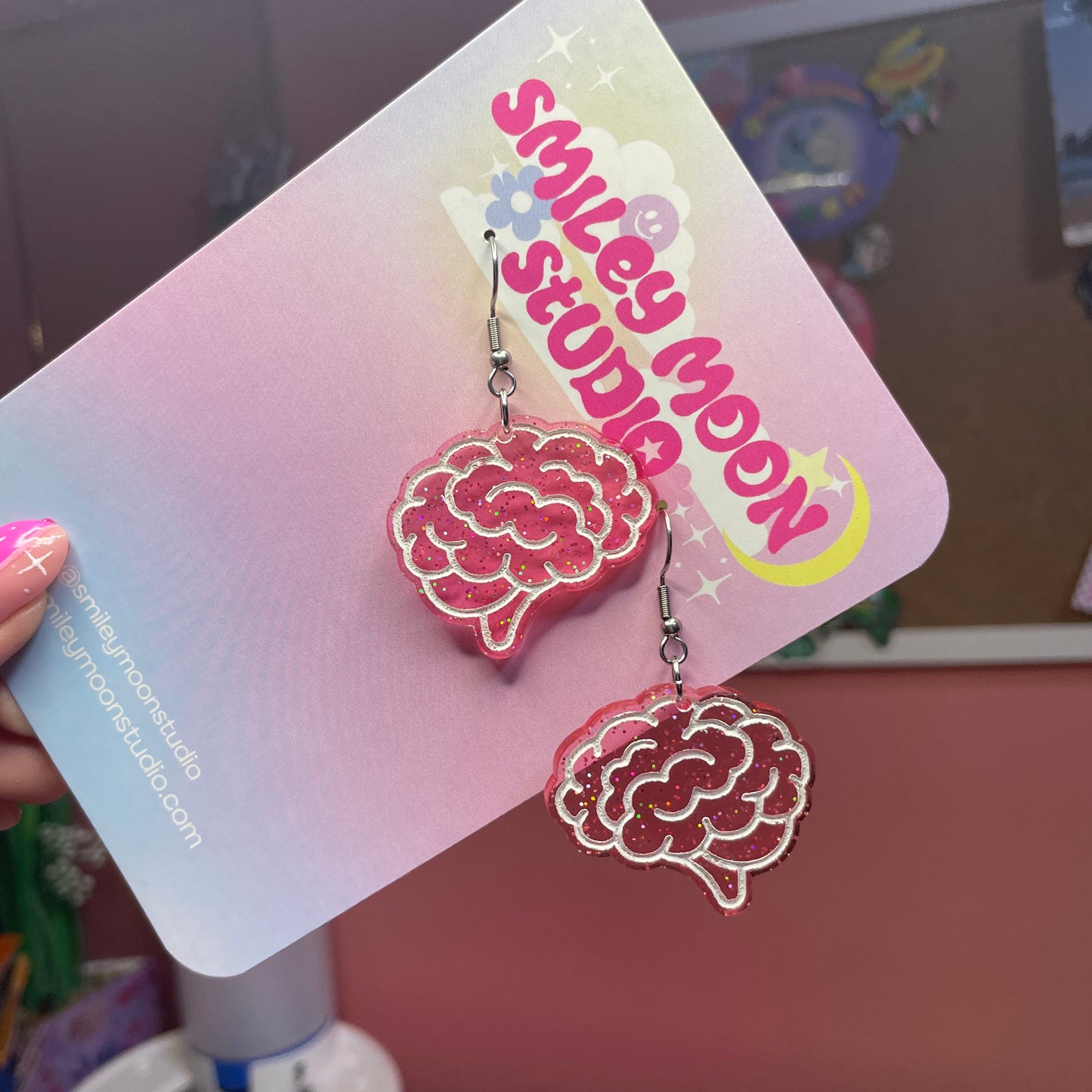Bubblegum Brain Acrylic Earrings