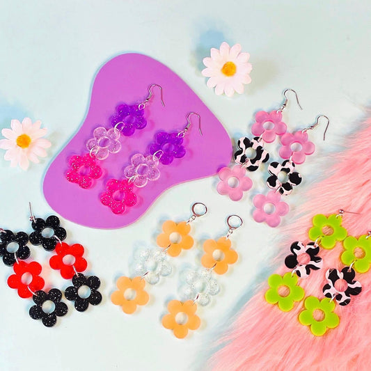 Falling Flowers Acrylic Earrings